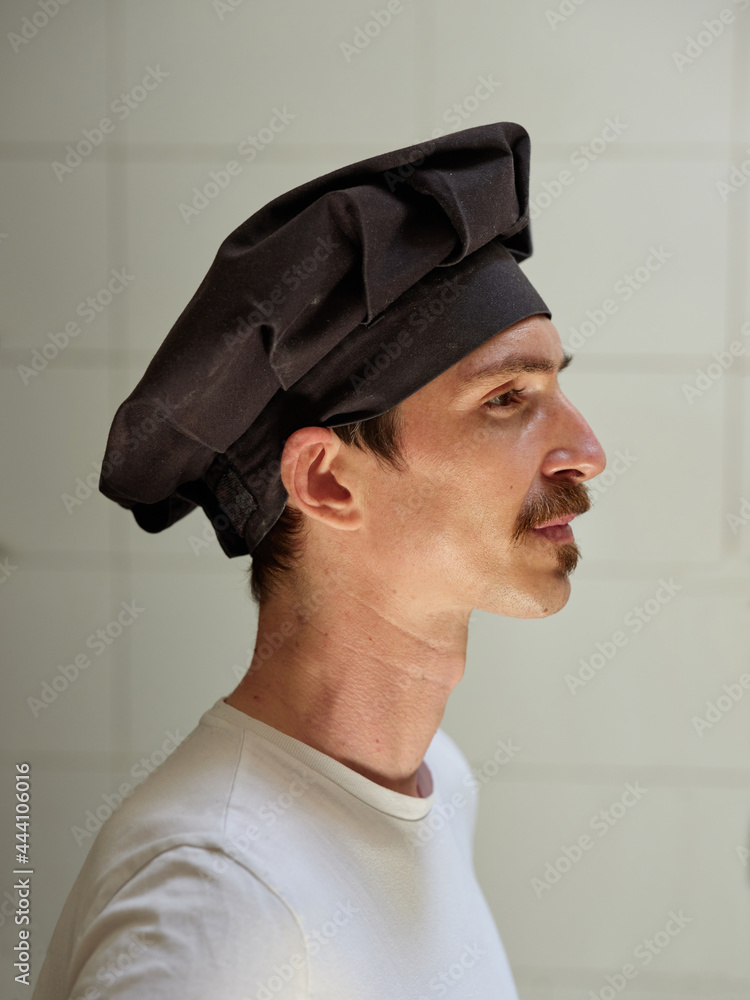 Side face portrait of a baker or chef Side face portrait of a baker or chef