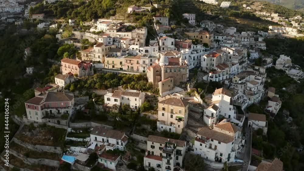 Aerial view to Vietri sul Mare and Salerno south city in Italy. Beautiful view from above to the sea and landscape. ships near town. Concept of tourism, journey and traveling. Boats and ships. Aerial view to Vietri sul Mare and Salerno south city in Italy. Beautiful view from above to the sea and landscape. ships near town. Concept of tourism, journey and traveling. Boats and ships.