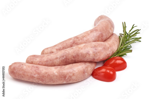 Sausages for grill, isolated on white background.