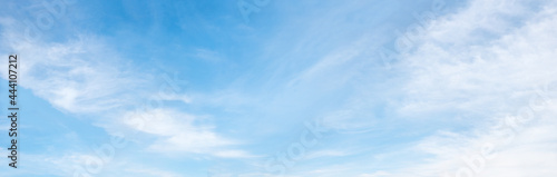 Photography fluffy cirrus clouds at light panorama sky background