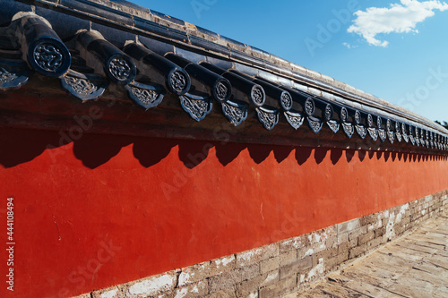 Ancient red wall in Beijing, China  photo