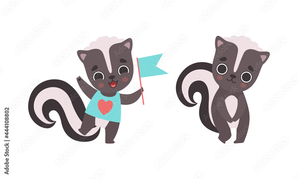 Naklejka premium Adorable Badger Activities Set, Cute Baby Animal Characters Cartoon Vector Illustration