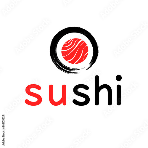Sushi logo on japanese, sushi bar, Japan