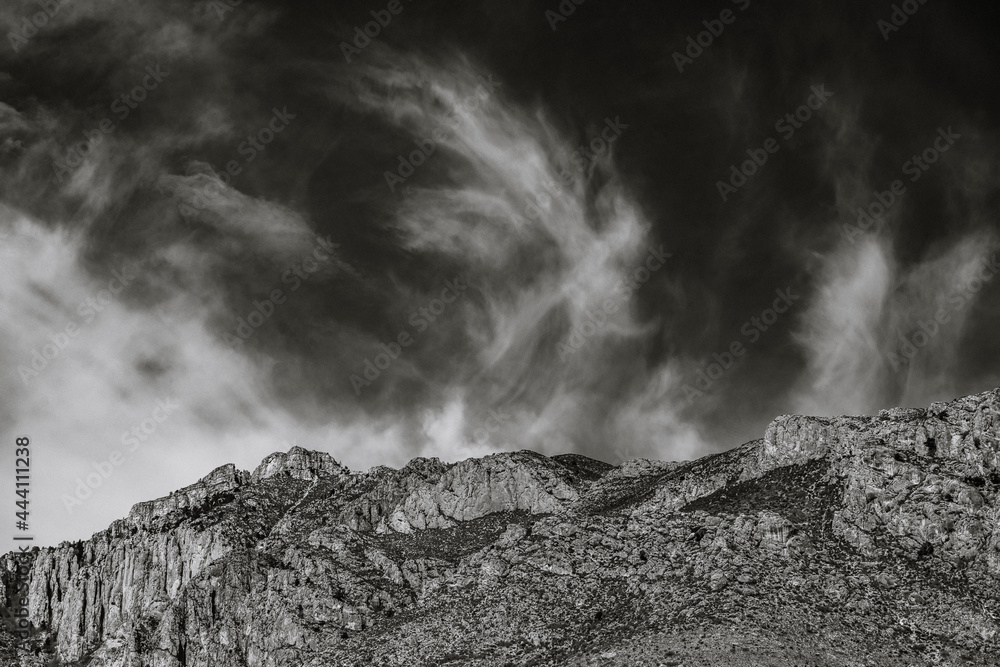 Whisps Of Clouds Over Hunter Peak In Guadalupe Mountains