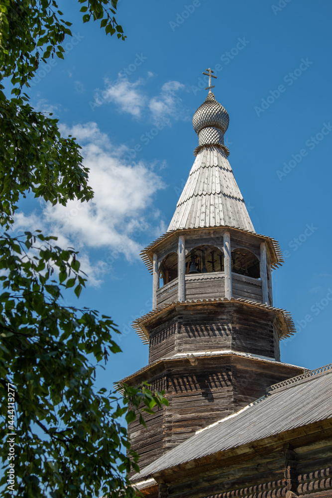 The view of traditional russian wooden church
