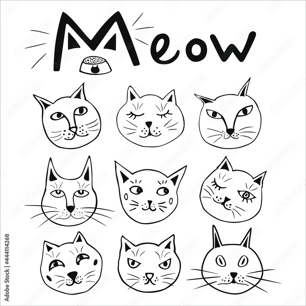 Obraz premium Cat face doodles