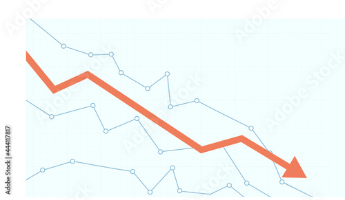 Stock market chart. Financial falling line graph