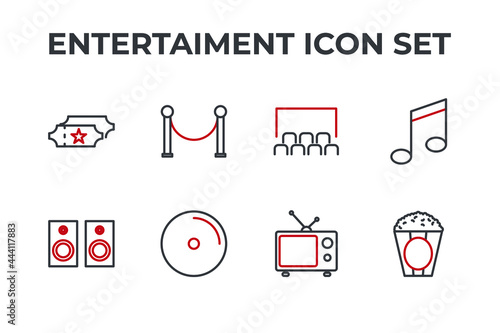 entertaiment set icon, isolated entertaiment set sign icon, vector illustration