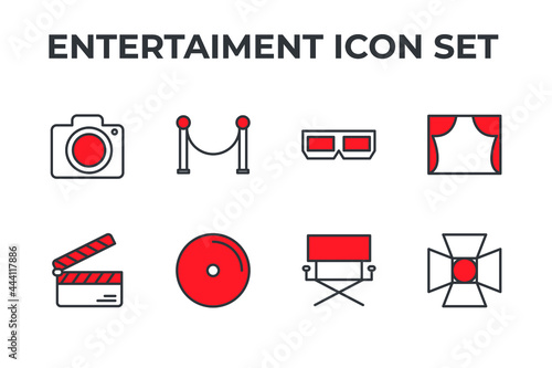 entertaiment set icon, isolated entertaiment set sign icon, vector illustration