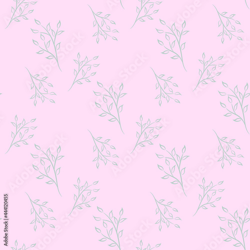 Seamless pattern, gray twigs on a pink background © Liudmyla