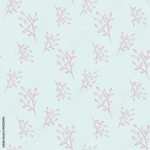 Seamless pattern, pink twigs on a gray background