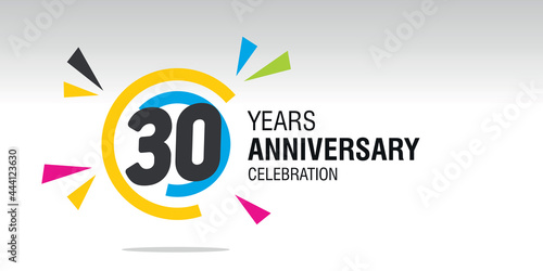30 Years Anniversary in circle colorful modern logo icon banner white background