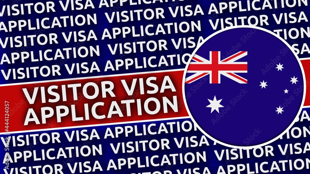 Australia Circular Flag with Visitor Visa Application Titles - 3D Illustration Australia Circular Flag with Visitor Visa Application Titles - 3D Illustration