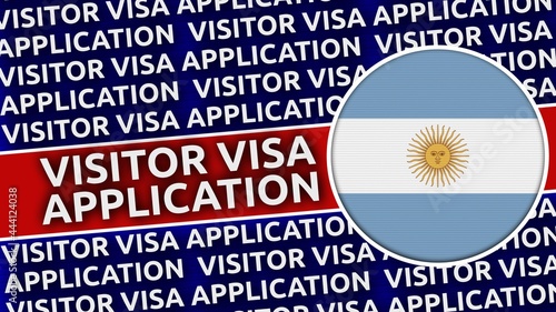 Argentina Circular Flag with Visitor Visa Application Titles - 3D Illustration