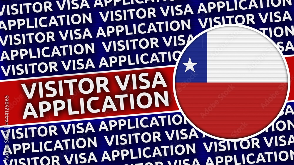 Chile Circular Flag with Visitor Visa Application Titles - 3D Illustration Chile Circular Flag with Visitor Visa Application Titles - 3D Illustration