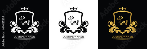 coffee logo template caffeine luxury royal vector company decorative emblem with crown 