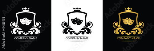 theatre logo template luxury royal vector theatre company decorative emblem with crown	