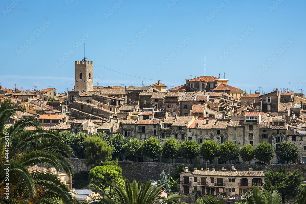 Beautiful landscape of Vence - commune set in hills of Alpes Maritimes department in Provence-Alpes-Cote d'Azur region in southeastern France. 