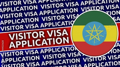 Schilderij op canvas Ethiopia Circular Flag with Visitor Visa Application Titles - 3D Illustration