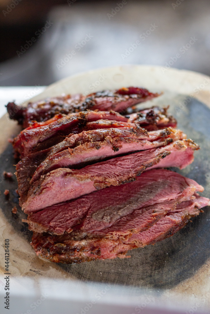 Roast Beed Sliced on Wood