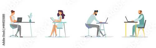 Online Virtual Meetings. Work from Home WFH During Coronavirus COVID-19 Pandemic Outbreak. Teleconference TV. Video Conference Webinars or Remote Working. Vector.