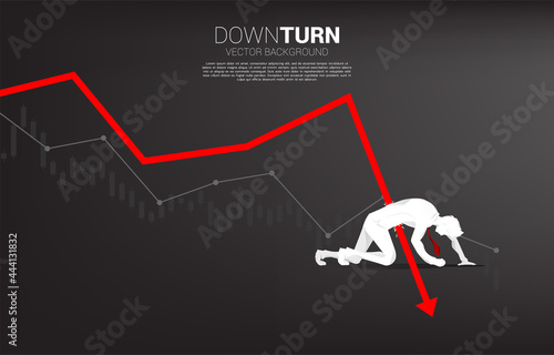 silhouette of businessman falling down from downturn graph. Concept for fail and accidental business