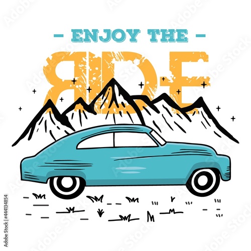 Enjoy the ride typography Car tree illustration shirt design