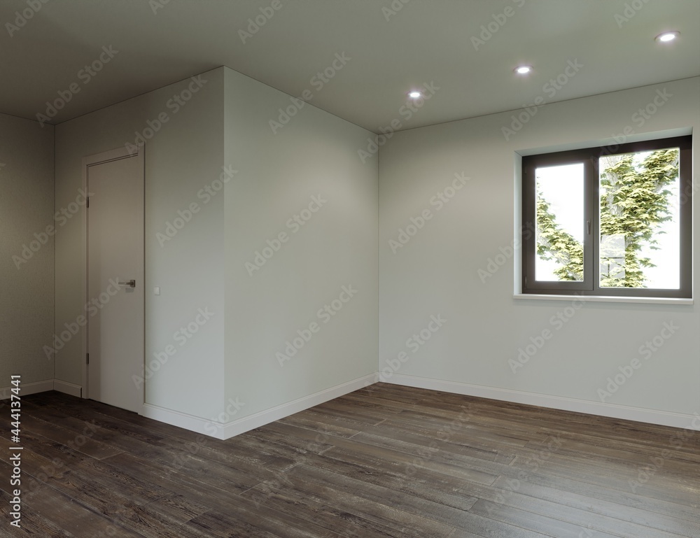 Obraz premium Empty interior. Pastel room without decor and furniture. 3d rendering