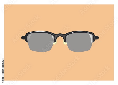 Eyeglasses with half frame. Simple flat illustration.