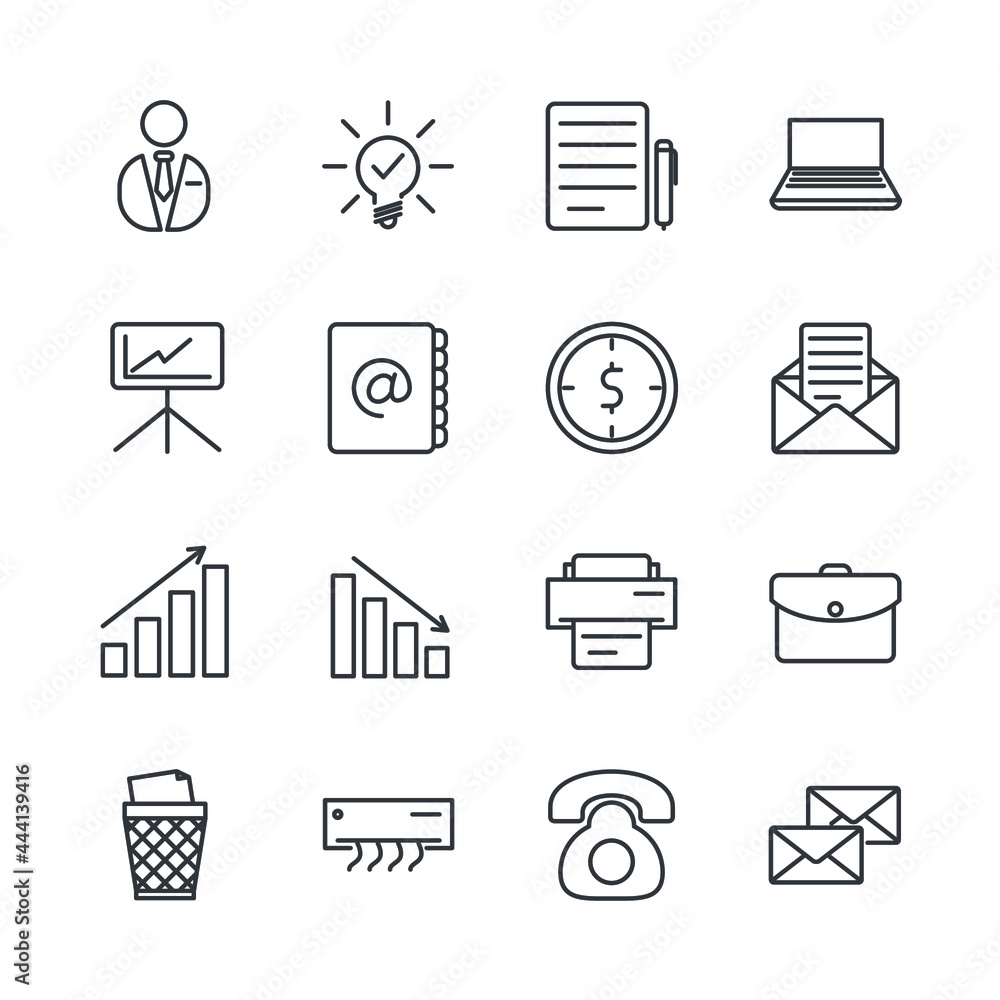 office set icon, isolated office set sign icon, vector illustration