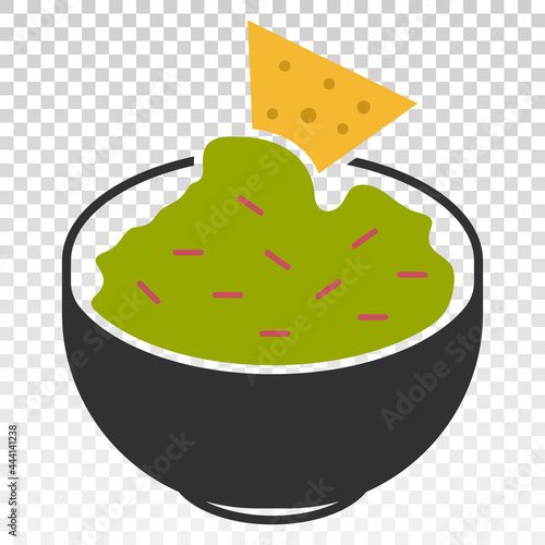 Flat icon the corn tortilla chips dipped guacamole sauce for apps or websites