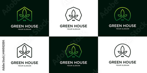 Green house logo template with modern concept