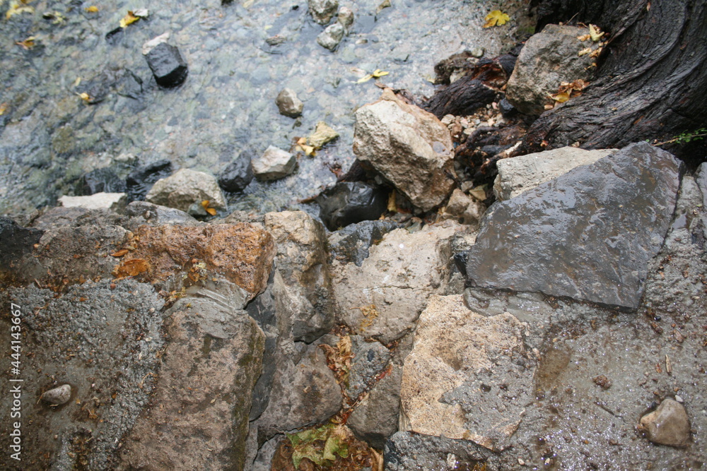 stones on the edge of a stream