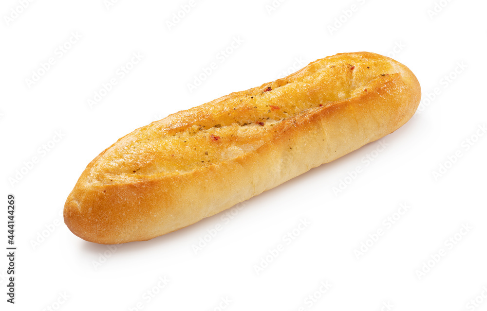 Japanese garlic toast on a white background.