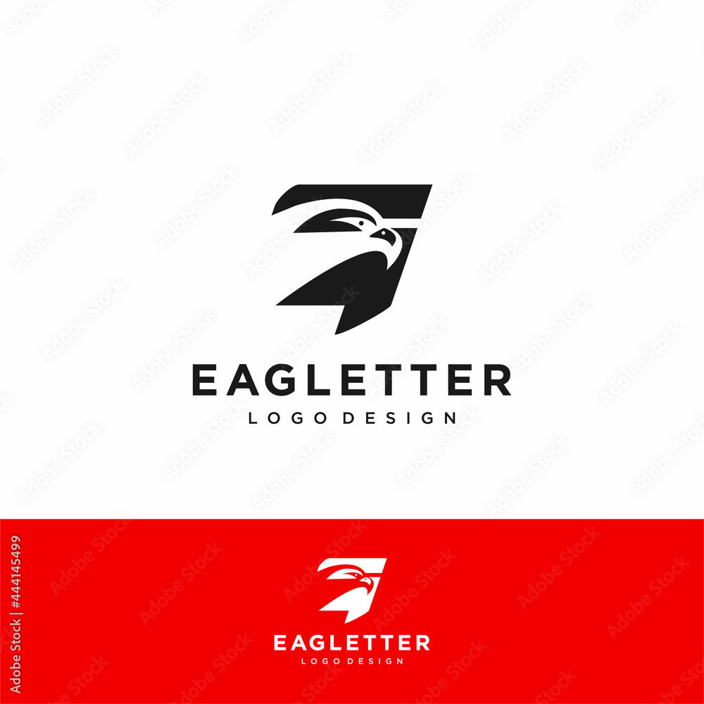 Fototapeta premium Letter G eagle head logo black vector color and red background art
