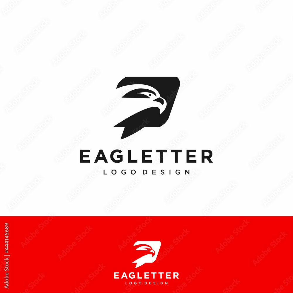 Fototapeta premium Letter Q eagle head logo black vector color and red background art