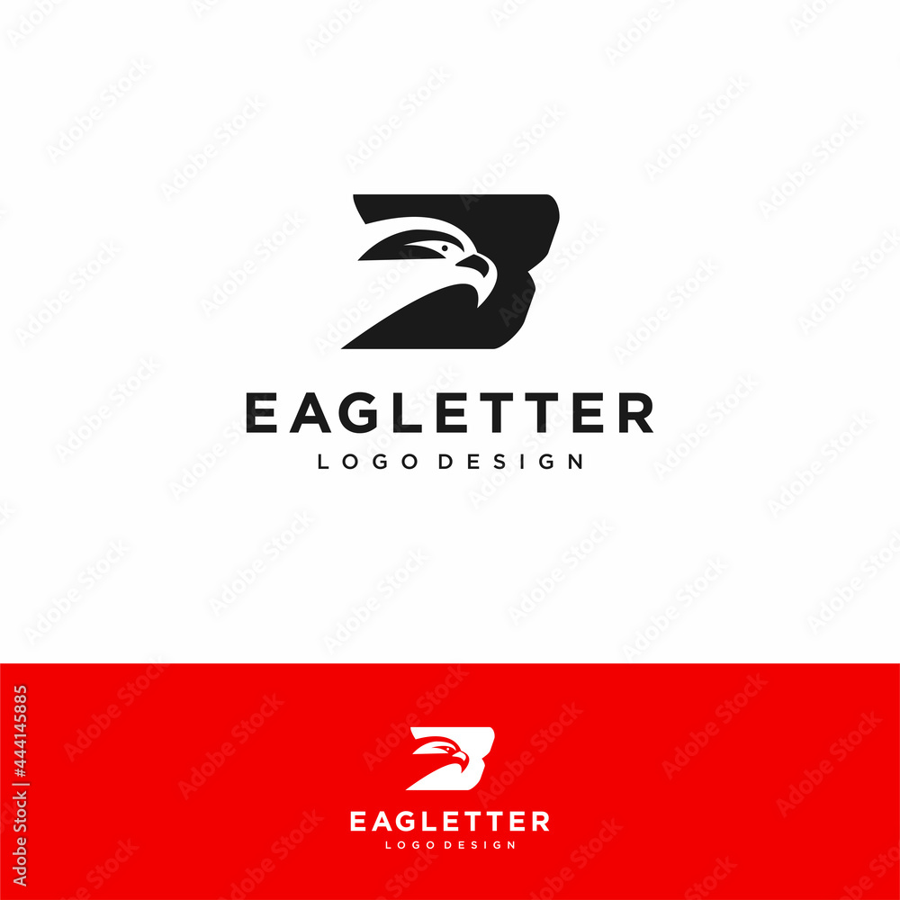 Letter B eagle head logo black vector color and red background art