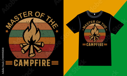 Camping t-shirt Quotes - Master of the campfire - Camping, vector graphic, mountain, camping t-shirt design template, t-shirt vector design vintage