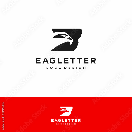 Letter B eagle head logo black vector color and red background art