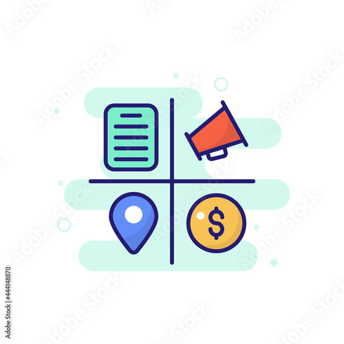 Marketing Mix vector icon style illustration. EPS 10 File Marketing and advertising symbol