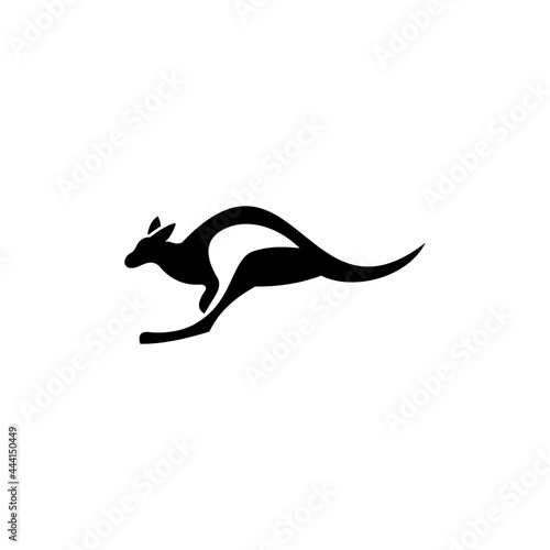 Kangaroo Jump Silhouette Logo Design 