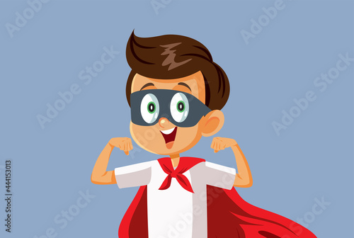 Superhero Little Boy Vector Cartoon Illustration