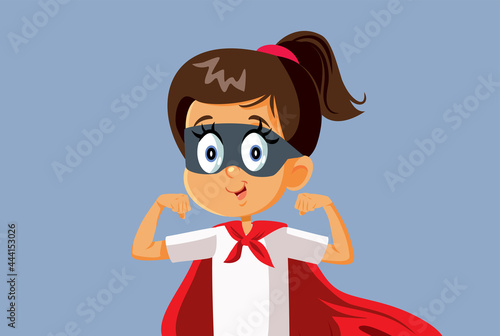 Superhero Little Girl Vector Cartoon Illustration