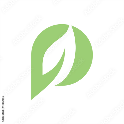 creative vector simple logo design initial p leaf