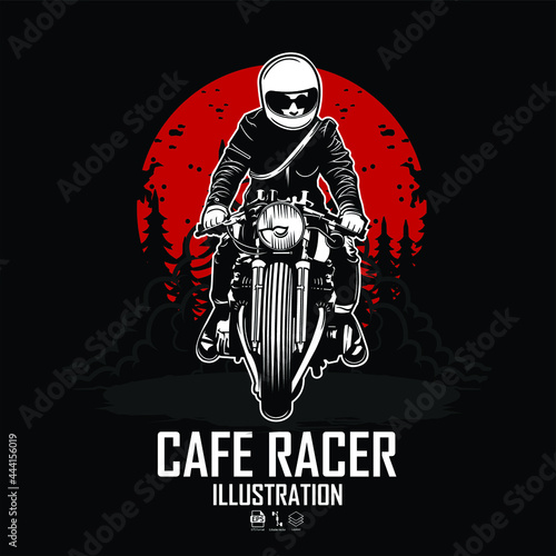 CAFE RACER ILLUSTRATION WITH A BLACK BACKGROUND