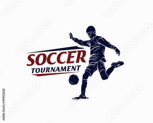 Soccer Tournament Silhouette Logo Design Template