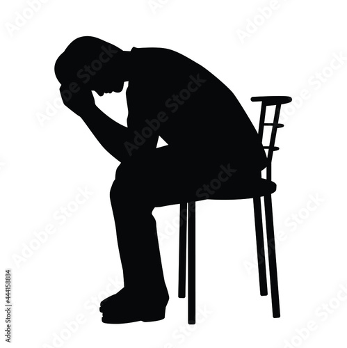 Sad man silhouette vector on white background