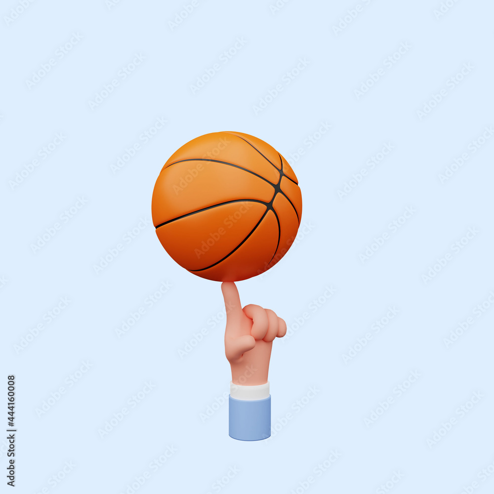 3d illustration of hand with basketball 3d illustration of hand with basketball