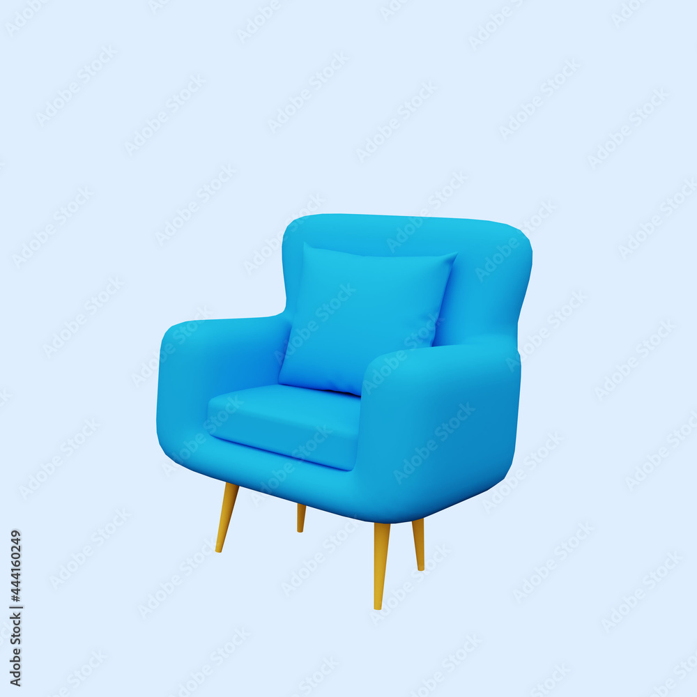 3d illustration of single sofas