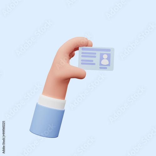 3d illustration of hand holding id card